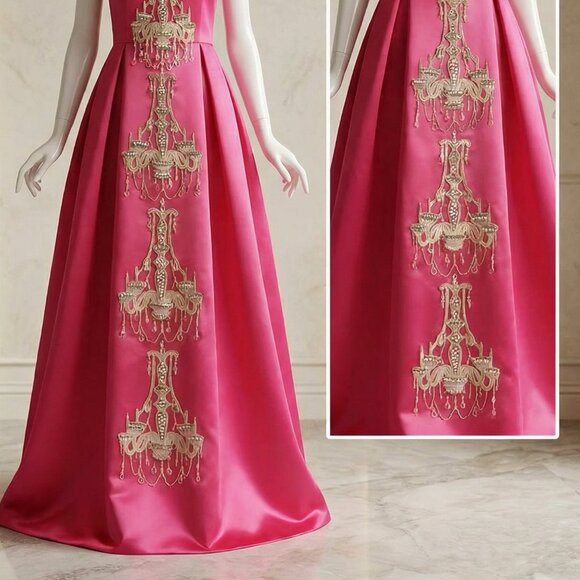 👑🏰Work of art Designer Couture Evening Wedding Cocktail Runway Prom Gown Dress - Picture 5 of 5